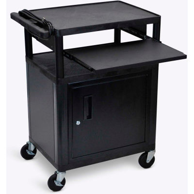 Luxor Security AV Cart with Pull-Out Laptop Shelf 34"H