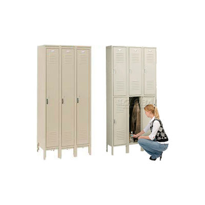 Penco 6321V-1-073KD Door Pull Handle Triple Tier Locker 12x15x24 Unassembled 1 Wide Champagne