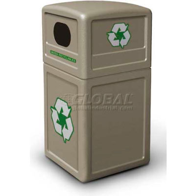 42 Gallon Square Plastic Recycling Container, Beige - 74610299