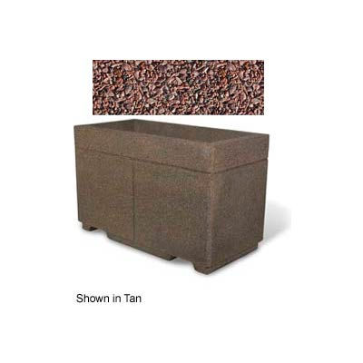 Concrete Outdoor Planter w/Forklift Knockouts, 48"Lx24"Wx30"H Rectangle Red Quartzite