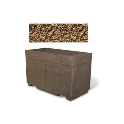 Concrete Outdoor Planter w/Forklift Knockouts, 48"Lx24"Wx30"H Rectangle Tan River Rock