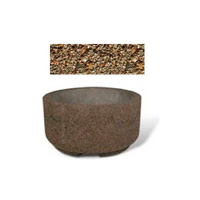 Concrete Outdoor Planter w/Forklift Knockouts, 48"Dia x24"H Round Tan River Rock