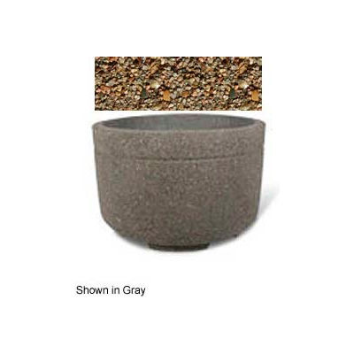 Concrete Outdoor Planter w/Forklift Knockouts, 48"Dia x30"H Round Tan River Rock