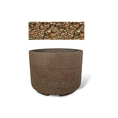 Concrete Outdoor Planter w/Forklift Knockouts, 48"Dia x36"H Round Tan River Rock