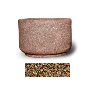Concrete Outdoor Planter 36"Dia x 24"H Round Tan River Rock