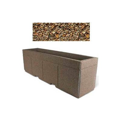 Concrete Outdoor Planter w/Forklift Knockouts, 96"Lx24"W x 30"H Rectangle Tan River Rock