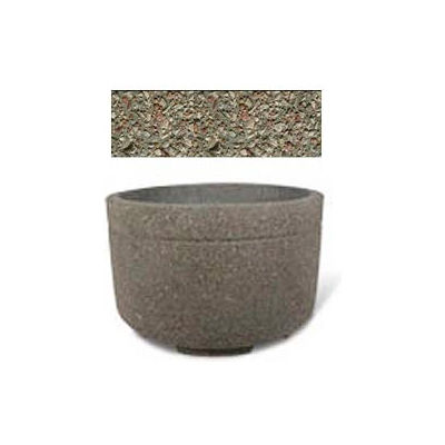 Concrete Outdoor Planter w/Forklift Knockouts, 48"Dia x30"H Round Gray Limestone