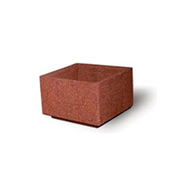 Concrete Outdoor Planter, 36" Sq. x 24" H Square Red Quartzite
