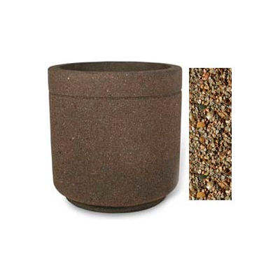 Concrete Outdoor Planter 36"Dia x 36"H Round Tan River Rock