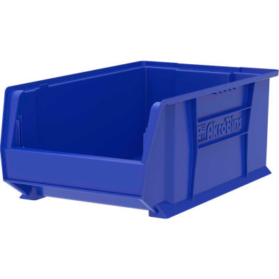 Akro-Mils® Super-Size AkroBin® Plastic Stacking Bin, 12-3/8"W x 20"D x 8"H, Blue - Pkg Qty 3
