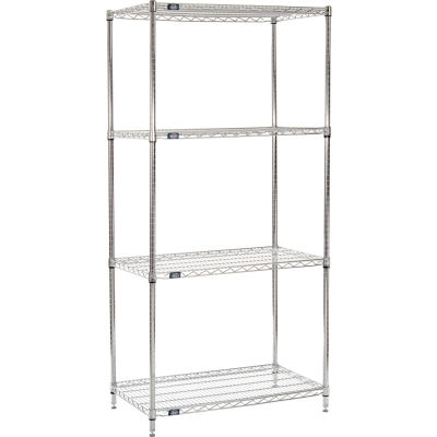 Nexel® Chrome Wire Shelving Starter - 36"W x 21"D x 74"H