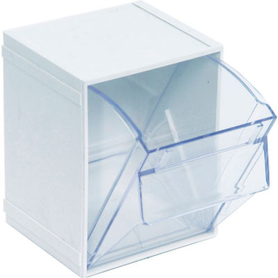 Quantum Tip Out Interlocking Bin QTB405 4-1/2 x 4 x 6 White - Pkg Qty 5