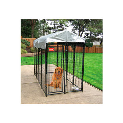 Lucky Dog Uptown Dog Welded Wire Kennel With Cover 4' x 8' x 6' Black ...