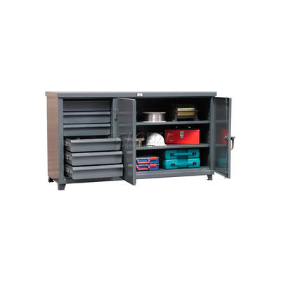 Strong Hold Cabinet Workbench W/Hidden Drawer Storage 72" W X 36" D X 28" H