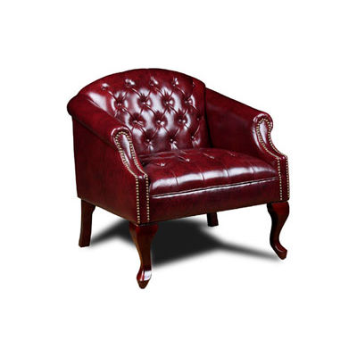 Boss Reception Button Tufted Club Chair - Vinyl - Oxblood
