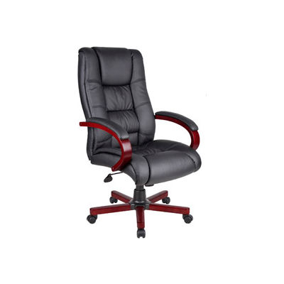 Boss Executive Office Chair with Arms - Vinyl - High Back - Black