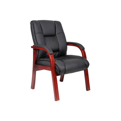 Boss Reception Guest Chair with Arms - Mid Back - Black