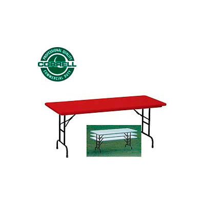 Correll Adjustable Height Folding Table - Blow Molded - 24"x 48" Red