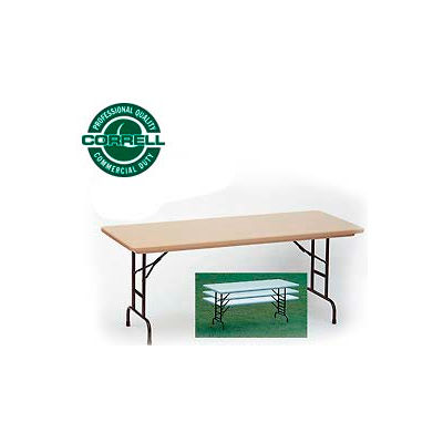 Correll Adjustable Height Folding Table - Blow Molded - 30" x 60" Mocha Granite