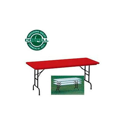 Correll Adjustable Height Folding Table - Blow Molded - 30" x 60" Red