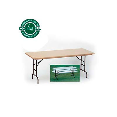 Correll Adjustable Height Folding Table - Blow Molded - 30" x 72" Mocha Granite