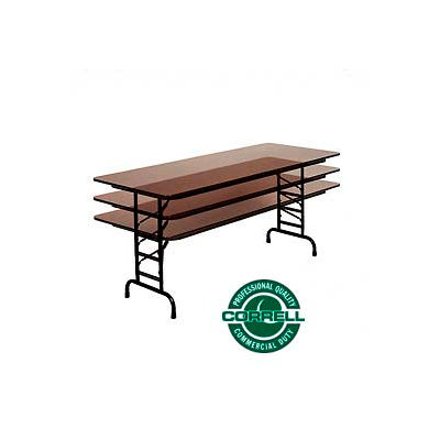 folding adjustable height walnut table tables laminate correll globalindustrial office