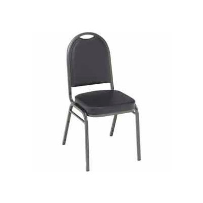 KFI Heavy Duty Banquet Stacking Chair - Black Vinyl /Silver Vein Frame