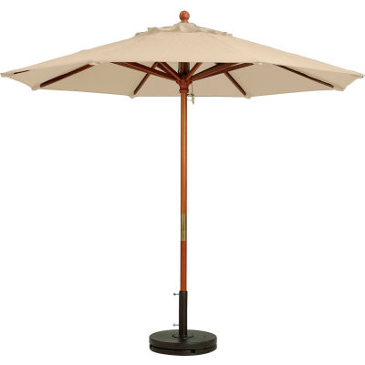 Grosfillex® 7' Wooden Market Outdoor Umbrella, Khaki