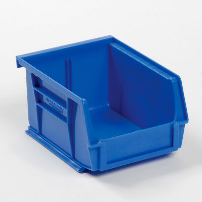 Global™ Plastic Stacking And Hanging Bin - Small Parts Storage - 4-1/8 x 5-3/8 x 3, Blue - Pkg Qty 24