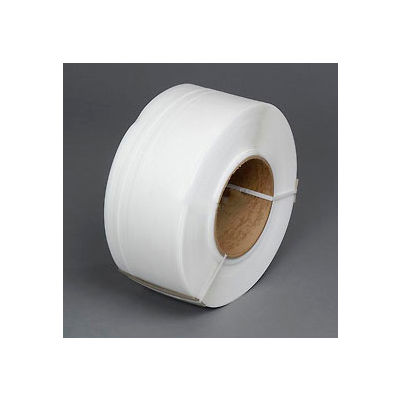 Machine Grade Strapping, 1/2"W x 9000'L x 0.022" Thick, 9" x 8" Core, White view 2
