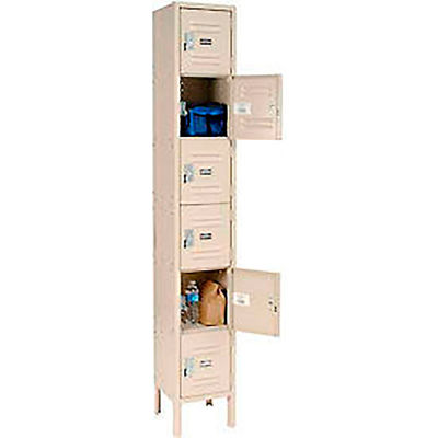 Global Industrial Paramount® Six Tier 6 Door Locker, 12"Wx18"Dx12"H, Tan, Assembl