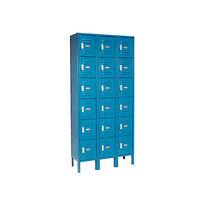 Global Industrial Infinity® Six Tier 18 Door Locker, 12"Wx18"Dx12"H, Blue, Assembled