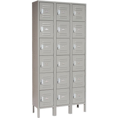 Global Industrial Paramount® Six Tier 18 Door Locker, 12"Wx18"Dx12"H, Gray, Assembled
