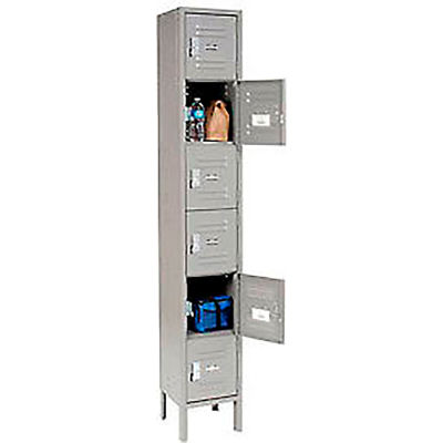 Global Industrial Six Tier 6 Door Box Locker, 12"Wx18"Dx12"H, Gray, Assembled