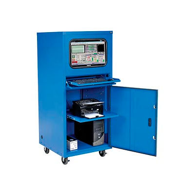 Global Industrial™ Deluxe Mobile Security Computer Cabinet, Blue, Unassembled
