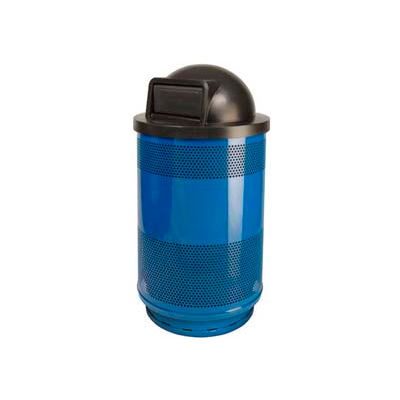 Perforated Stadium Series® Trash Container w/Dome Top - 55 Gallon Blue - SC55-01-BS-DT