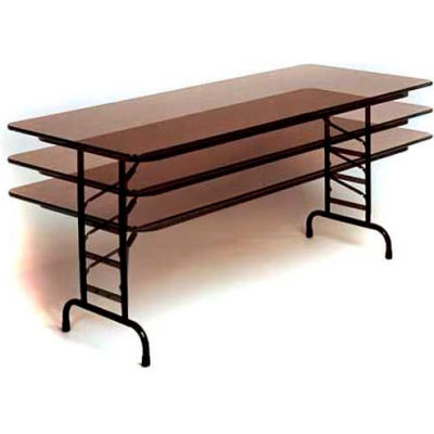 adjustable height table folding walnut globalindustrial correll laminate