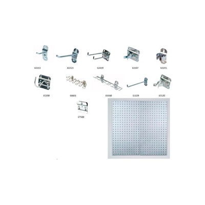 Stainless Steel LocBoard 18"x36" (2 Pack), (32 Pc) LocHook & (3Pc) Bin Assortment