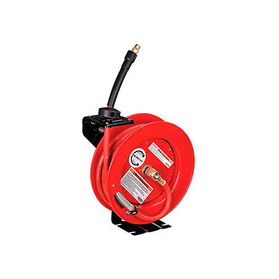 Global Industrial 3/8"x 25' 300 PSI Spring Retractable Steel Hose Reel (With Hose)