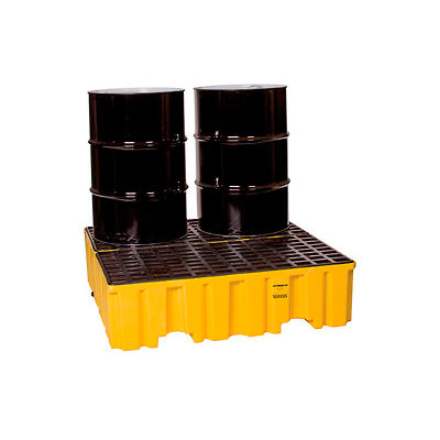 Eagle 1640 4 Drum Spill Containment Pallet - Yellow with Drain