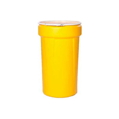 Eagle 55 Gal. Yellow Plastic Open-Head Tapered Lab Pack Drum 1655 - Plastic Lever Lock