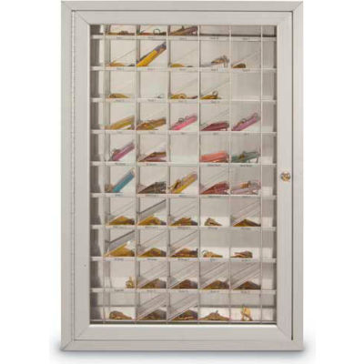 Aluminum Key & Credit Card Cabinet, 70 Pockets, 23"W x 3-1/4"D x 35"H, Satin