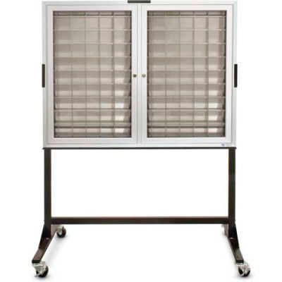 Aluminum Key & Credit Card Cabinet Mobile Stand, 140 Pockets, 46"Wx3-1/4"Dx35"H