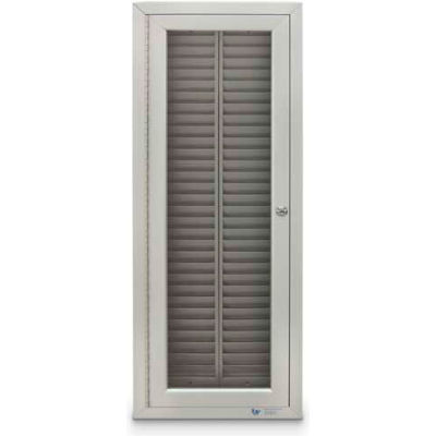 Aluminum Badge & Time Card Cabinet, 60 Slots, 13"W x 3-1/4"D x 35"H, Satin