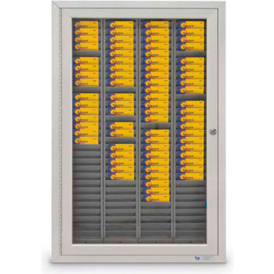 Aluminum Badge & Time Card Cabinet, 120 Slots, 22"W x 3-1/4"D x 35"H, Satin