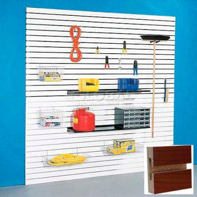 48"H X 96"W Slatwall Panel - Cherry Laminate, Without Inserts - Pkg Qty 4