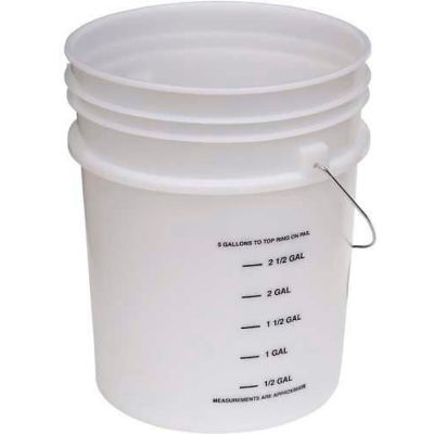 5 Gal Open Head Plastic Pail PAIL-54-PNS-G with Graduations - Steel Handle