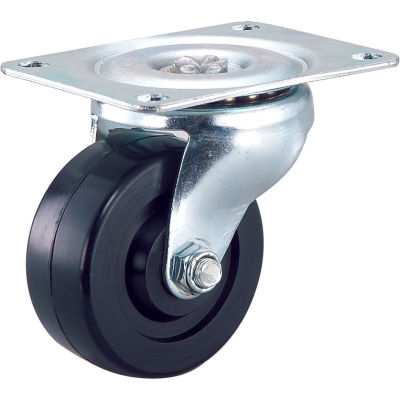 Global Industrial™ Light Duty Swivel Plate Caster 3" Rubber Wheel 150 Lb. Capacity