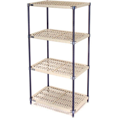 Nexel®, Nexelite®, 4 Tier, Vented Plastic Mat Shelving Unit, 30"W x 21"D x 63"H