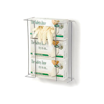Global Industrial Triple Glove Box Holder, Wire Steel, 11-15/16"W x 3-13/16"D x 14-3/16"H